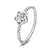 Minimal Floral Twisted Silver Ring NSR-3183